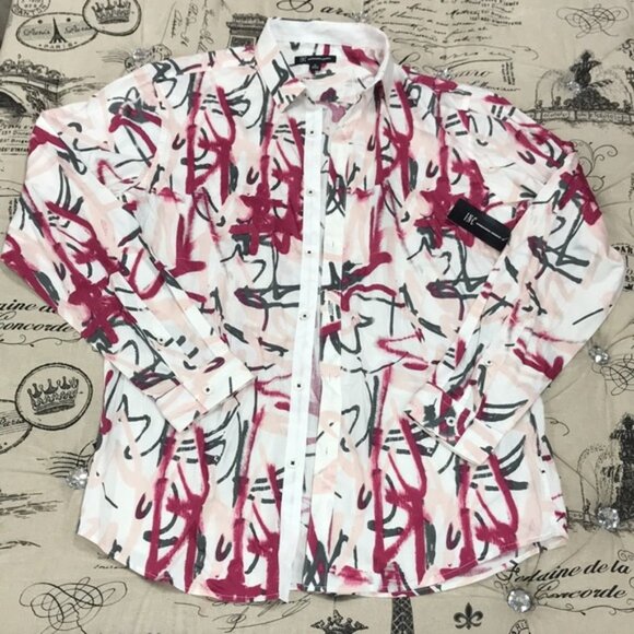 Inc Men's Graffiti Heart Printed Shirt - Picture 6 of 7